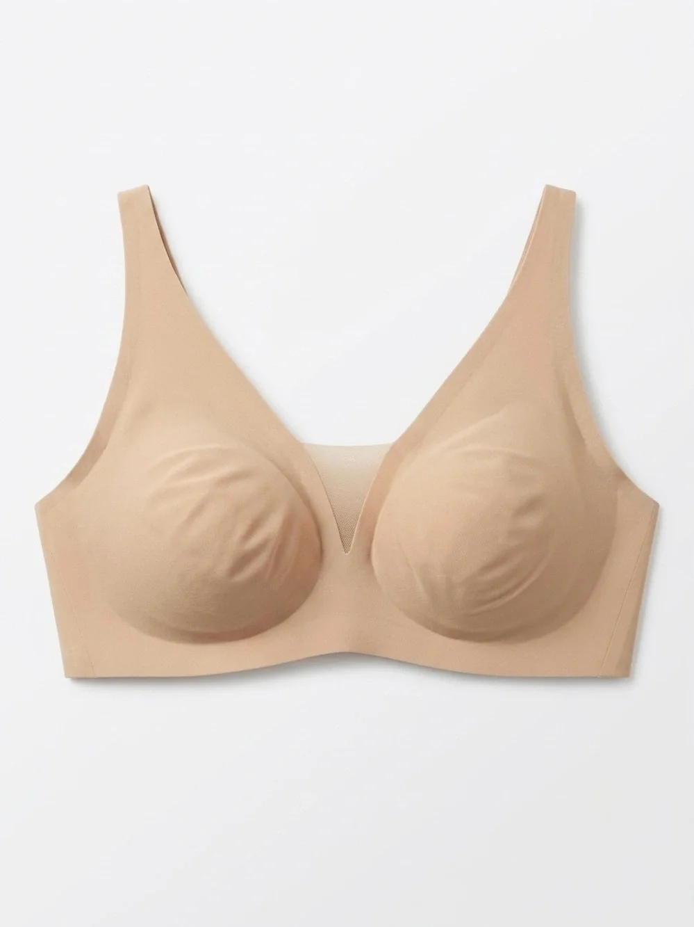 knix shadow mesh tshirt bra in beige, seamless wireless bra - Picture 3 of 17